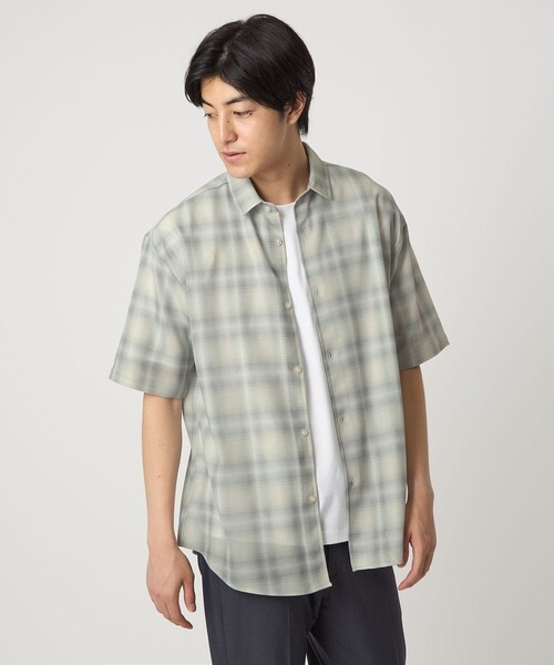 Mesh Print On‑Breath Check Relax Shirt «A DAY IN THE LIFE»