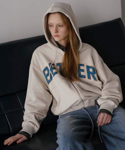 Better printed hoodie zip‑up [KNSS05JP03]_Oatmeal — худи с принтом и молнией овсяный