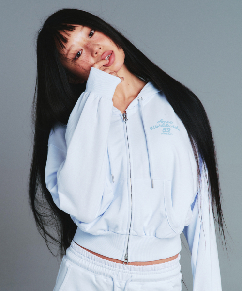 Classic Crop Hoodie Zip‑Up — худи синее