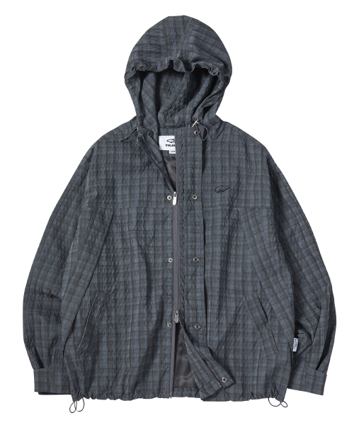 Green check hooded full zip up dark blue — зелёная клетчатая фуди‑куртка (тёмно‑синяя)