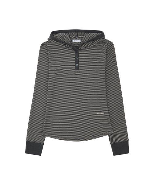 W-STRIPE Henry Neck Rim Furd — вязаный джемпер в полоску, чёрный/чарcoal