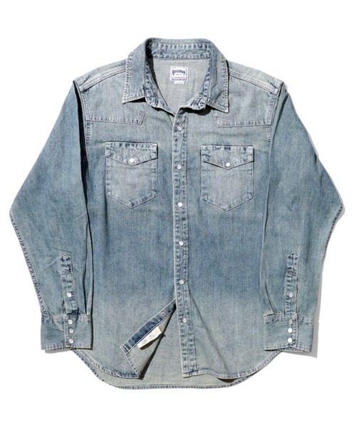 HOUSTON USA COTTON DENIM WESTERN SHIRT — джинсовая вестерн-рубашка, USA cotton