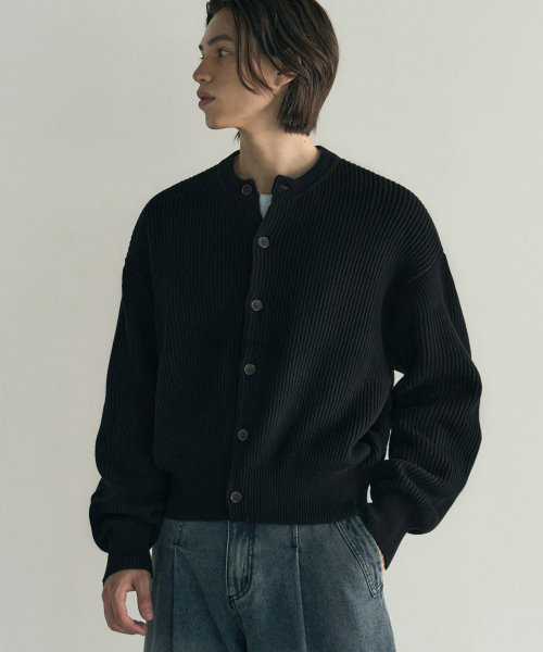 Archibald cotton cropped knit cardigan [BLACK] — укороченный вязаный кардиган чёрный