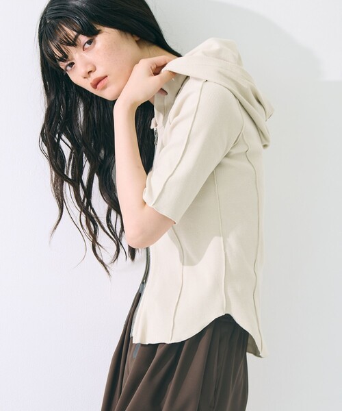 [STUDIOUS] Zip Up Hoodie Rib Top — худи на молнии с трикотажной резинкой