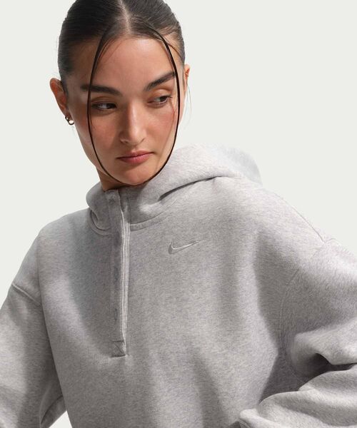 Nike Phoenix Fleece женское oversized cropped худи IF0259-043 Pure Platinum