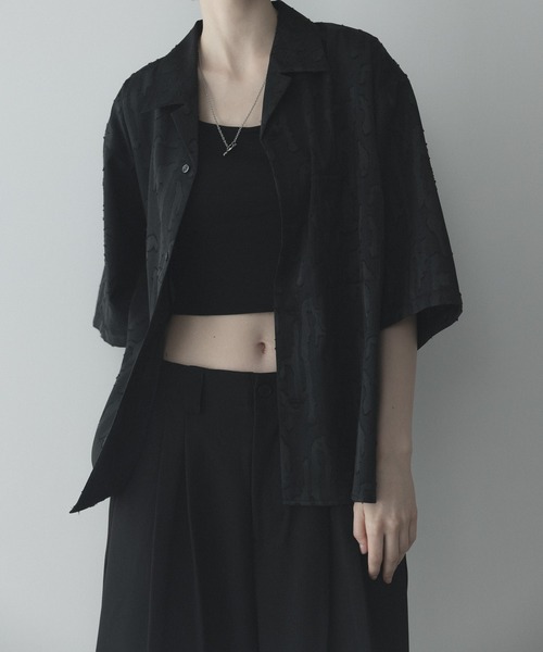 remer 26 весна/лето — рубашка с открытым воротником из рыхлого жаккарда (loose jacquard open collar shirt)