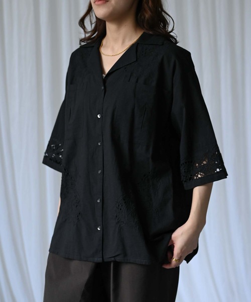 Indian Cotton Collection индийская хлопковая рубашка с ручной печатью (block print) — open collar