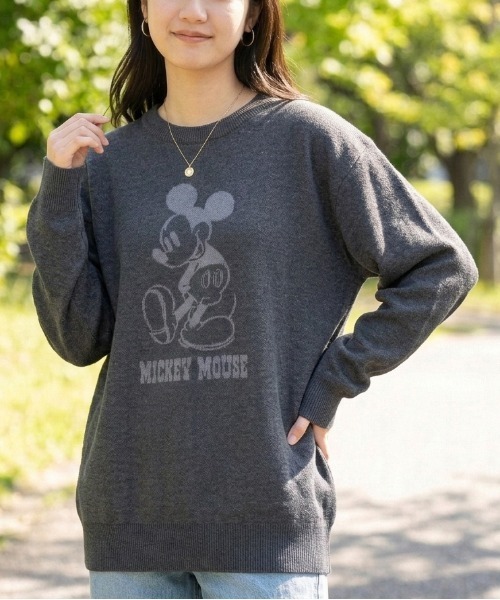 [DISNEY] Mickey Mouse джаггед нит-крученая куртка (jagged knit)