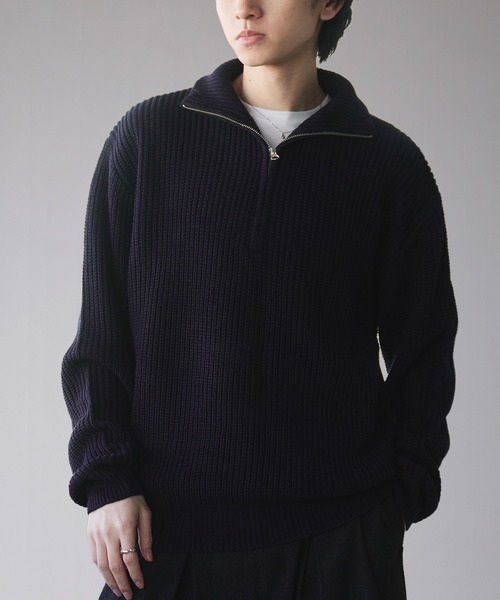 Basic Ribbed Half‑Zip Knit / базовый ребристый свитер с полузипом