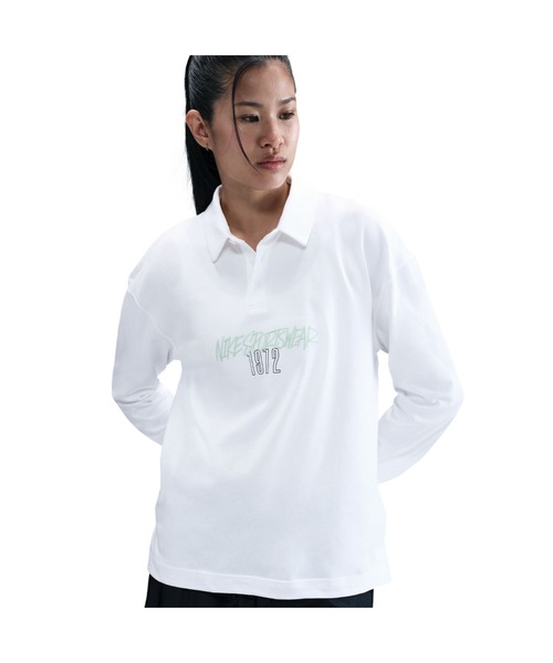 NIKE W NSW ESSNTL OS LS POLO — женская поло с длинным рукавом
