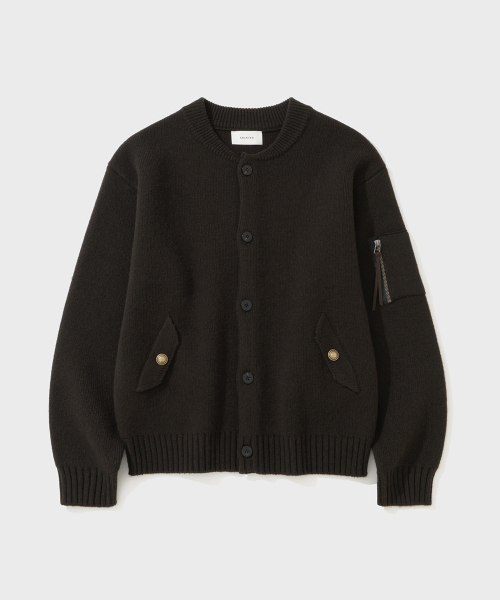Chunky Yarn Heavy Cardigan (Dark Brown) — плотный вязаный кардиган, темно‑коричневый