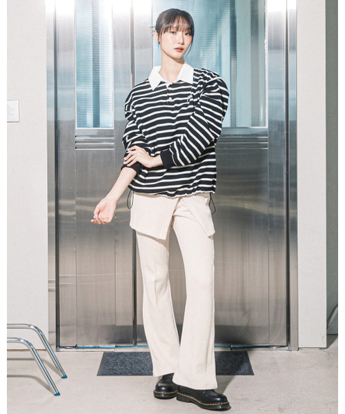 FF STRIPE RUGBY SWEATSHIRT (BLACK) — регби‑свитшот в полоску, черный
