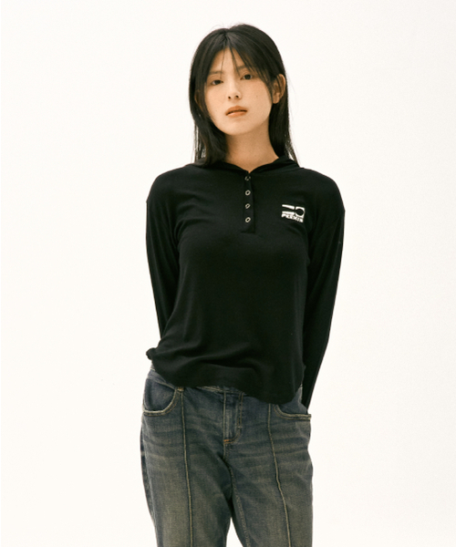 Slim‑long sleeve forward parker (черный)
