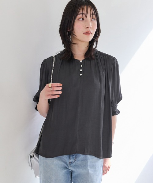 Airy Satin Half‑sleeve blouse — блуза из сатина / E‑gear