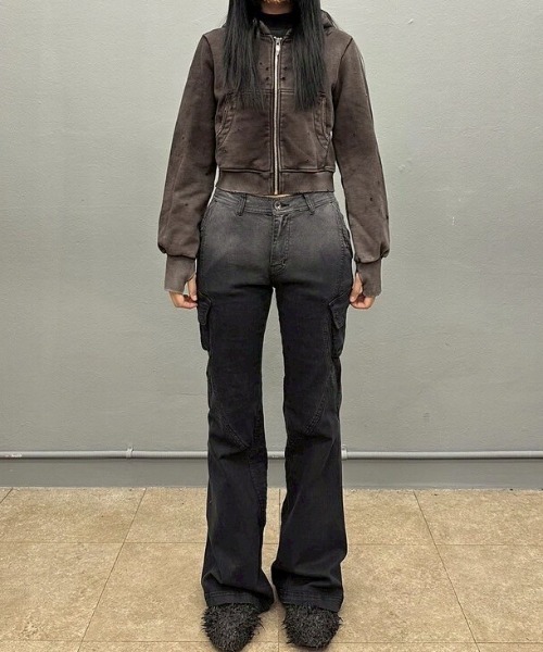 BLR BLUER Grunge Punched Washing Zip‑Hoodie / 'Viral Blue' — худи‑парк на молнии
