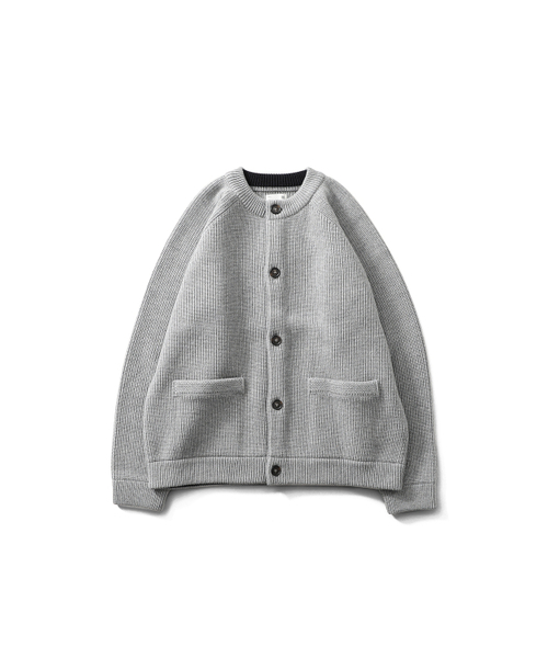 Annette Superfine Wool — heavy rib knit cardigan, melange gray
