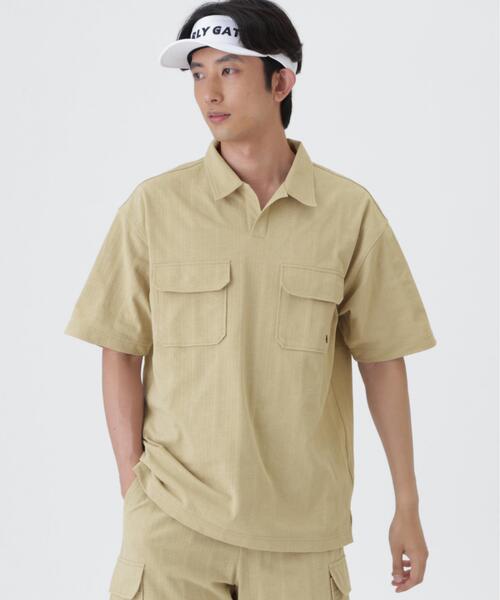 Stretch sack‑jacket half‑sleeve polo shirt