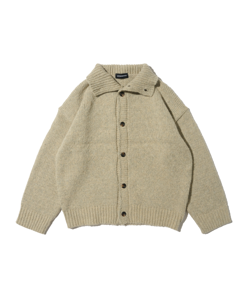 Oversize househaze high neck knit cardigan (beige)
