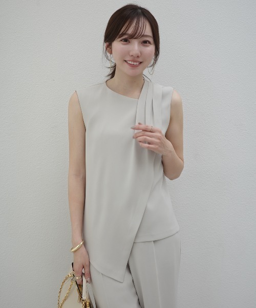 Double satin asymmetric blouse