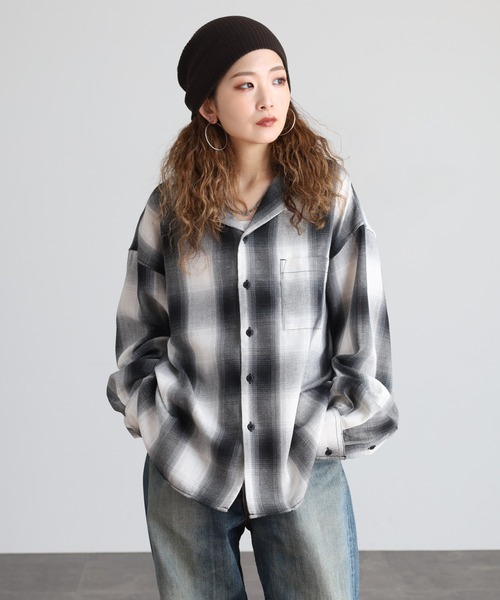 GLOVEHOUSE on-bleach check open collar shirt