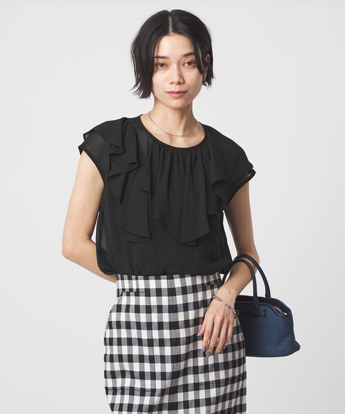 Ashinmetry frill full french sleeve blouse