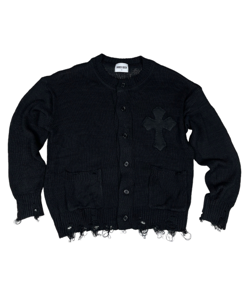 Classic Cross Destroyed Knit Cardigan — классический кардиган с эффектом «изношенности», черный