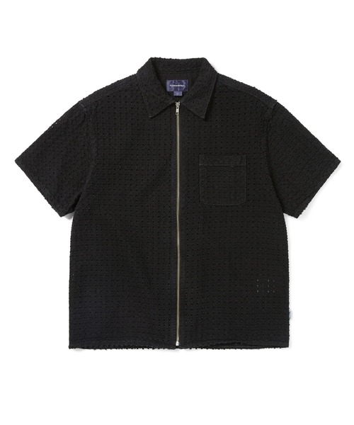 Damaged Denim Zip S/S Shirt — джинсовая рубашка с молнией, короткий рукав
