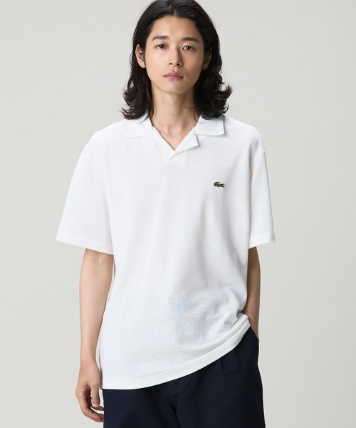 Cotton × Linen — open‑collar neck pocket polo shirt — котоново‑льняная рубашка‑поло с открытым воротом