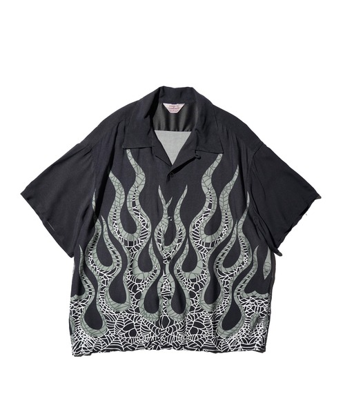 TOWNCRAFT Printed Loop Collar SS Shirt — рубашка с принтом и воротником‑петлёй