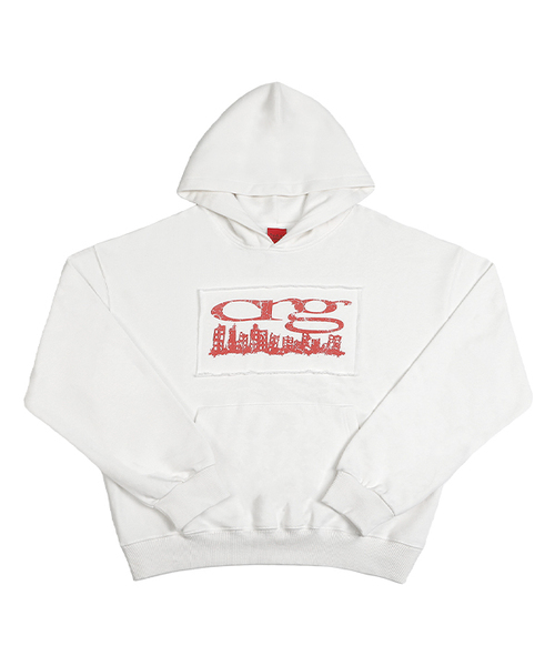 CITY LOGO CUT OFF HOODIE — белое худи с отрезанным низом