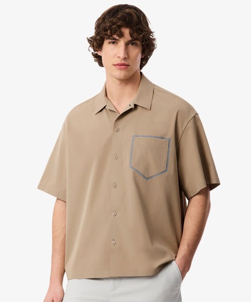 Оверсайз футболка Stretch Open Collar Poplin — легкая рубашка‑поло
