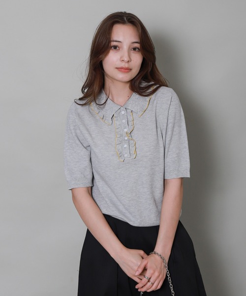 Контрастная футболка с цветными вставками — color‑fill polo knit