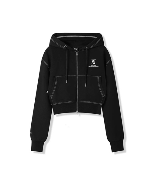 AV LOGO короткий худи‑зип чёрная строчка