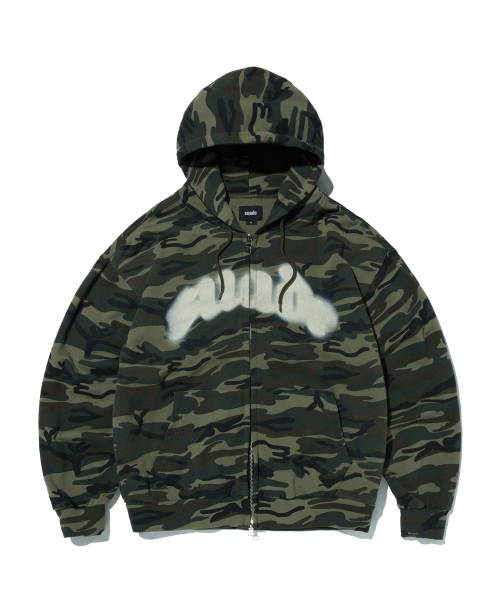 FIRE SUEDE HOOD ZIP UP [CAMO] — худи на молнии, замшевый эффект, камуфляж