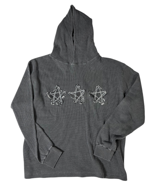 Stars Pigment Waffle Hoodie (charcoal) — пигментный вафельный худи, угольный