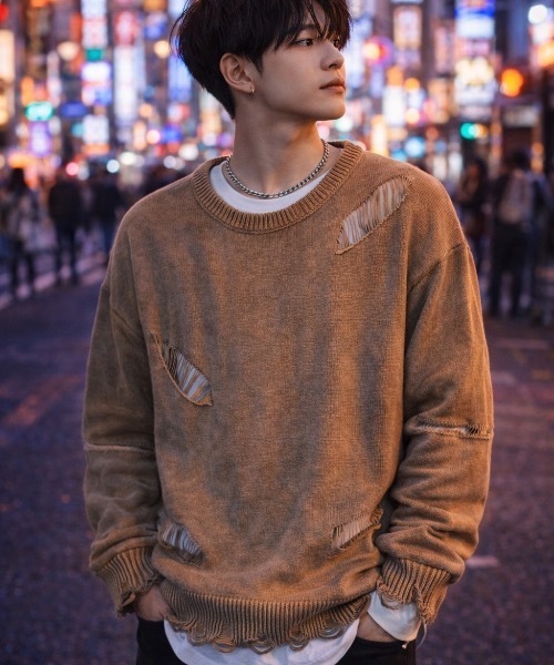 Damage overdyed knit (овердайд‑фейд) пуловер