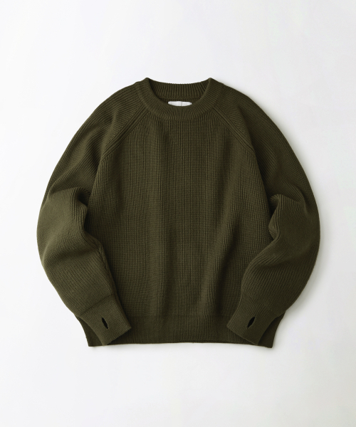 Raglan crew neck knit, оливковый джемпер