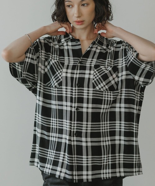 DAN RIVER 70s printed rayon check short‑sleeve shirt — легкая летняя рубашка в клетку, унисекс