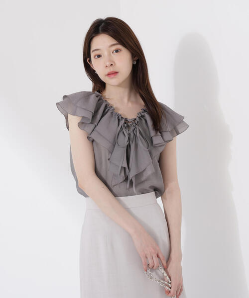 Front ribbon shirt / 1215210707