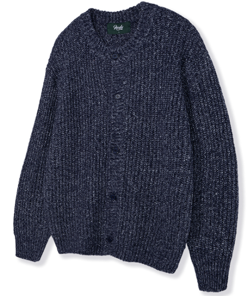ADN Bocashi hatch lounge neck semi‑oversized сетчатый кардиган, длинный рукав, ночной синий (Neivy)