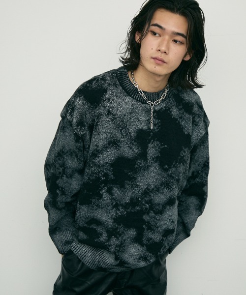 All over printed crew knit sweater — свитер с цельным принтом, crew-neck