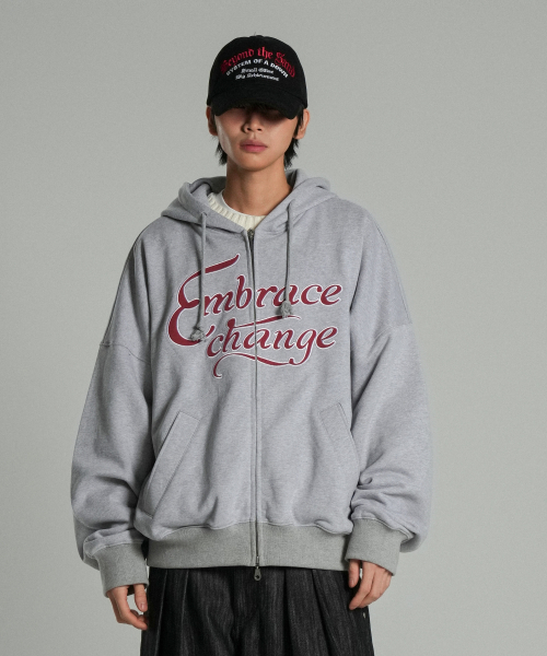 Embrace Hoodie Zip Up Gray