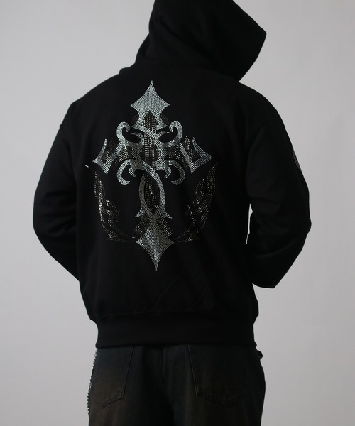 [NYS] Linstone tribal cross design zip‑up парка, full zip парка