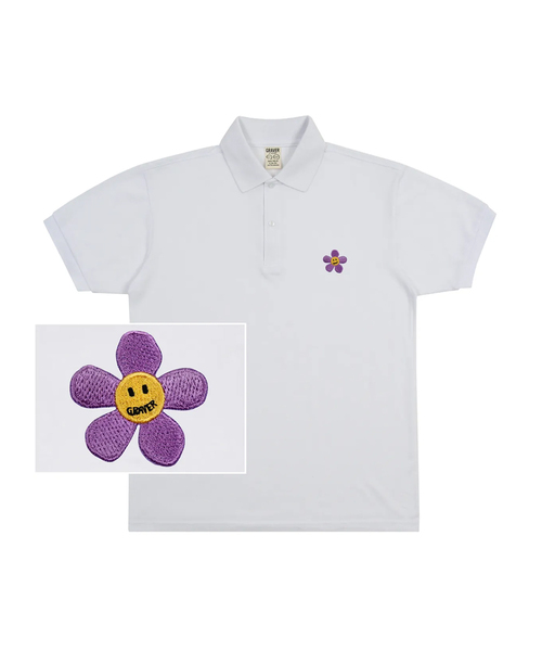 [UNISEX] Purple Flawed刺繍 пикей полуполо с коротким рукавом_холлвайт