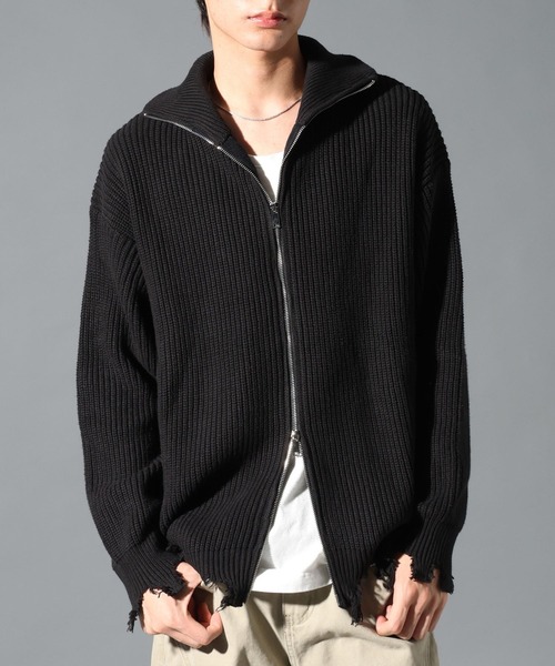LAND MUSEUM / демеральд джипнит кардиган (Damager Jippnit Cardigan)