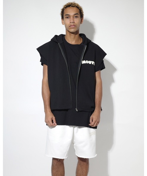 WIDE ZIP N/S SWEAT HOODIE | NISHIMOTO IS THE MOUTH (худи с широкой молнией без рукавов)