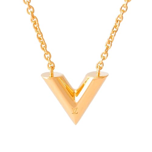 Louis Vuitton женское оригинальное колье Louis Vuitton Essential V Chain с фирменным пакетом M61083 (золото)