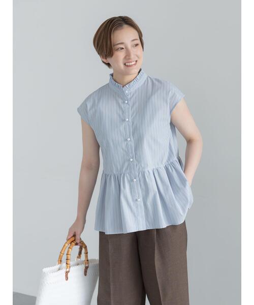 French Sleeve Rib Stand frill blouse — блуза с рюшами и стойкой