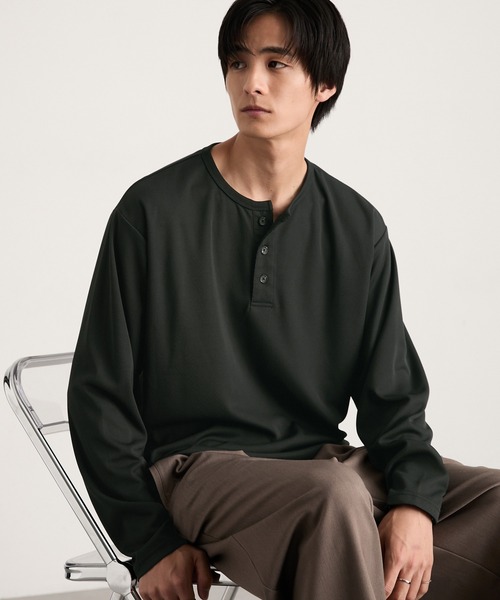 Hanikam Summar Henry neck оверсайз лонгслив T‑shirt