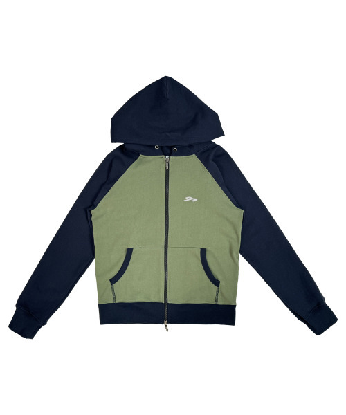 Ringer F‑hood zip up (корки/неви) — рингер‑футболка с капюшоном на молнии